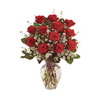 One dozen red roses in a vase